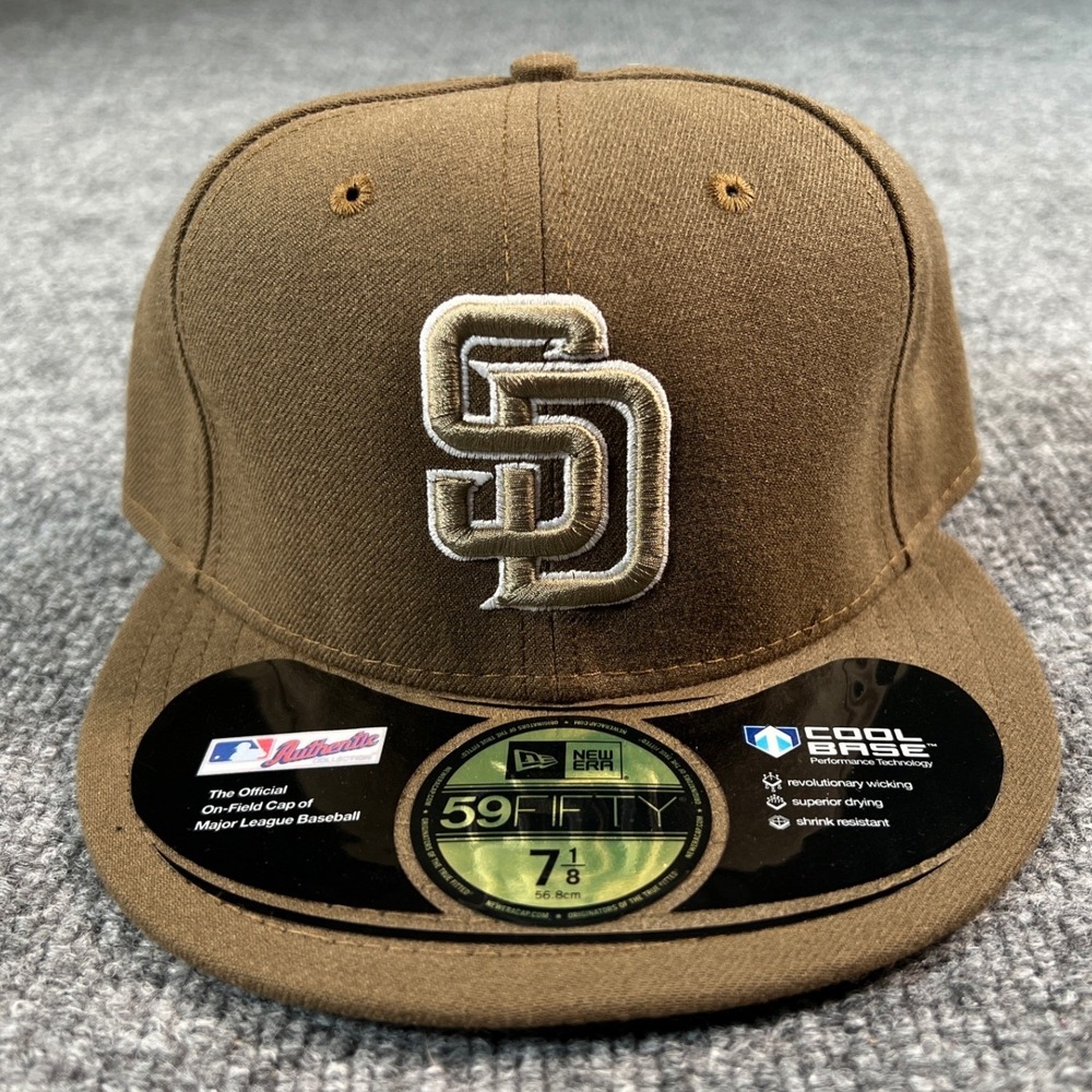 New Era 59FIFTY Hat Mens 7 1/8 Brown San Diego Padres Authentic On-Field Cap